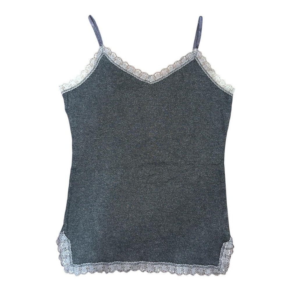 Y2K Lace Trim Gray Cotton Cami Esprit
